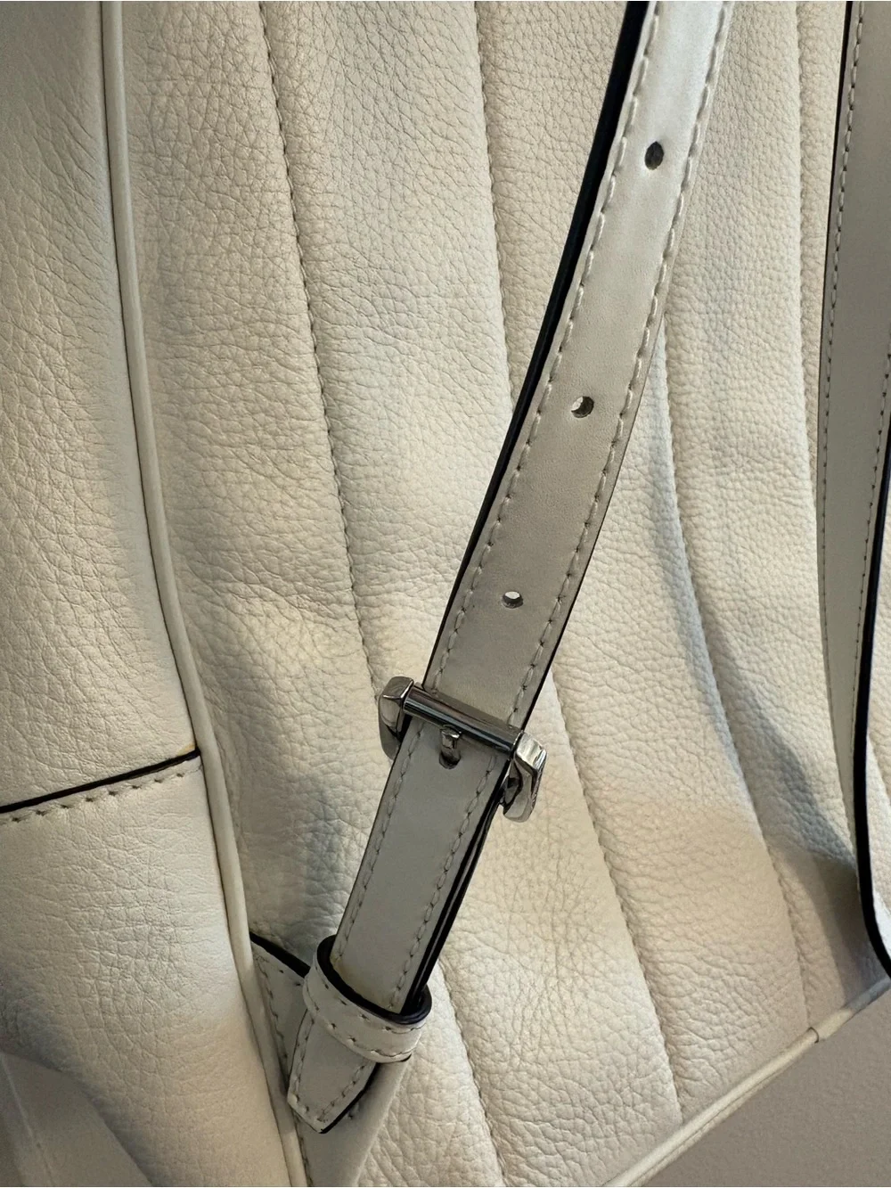 MICHAEL KORS Cream Leather Backpack with Silver Hardware
